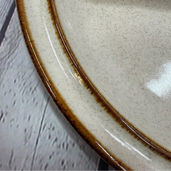 vintage yamaka suncraft brandy Cream and Brown 12" chop serving Plate - Picture 4 of 6